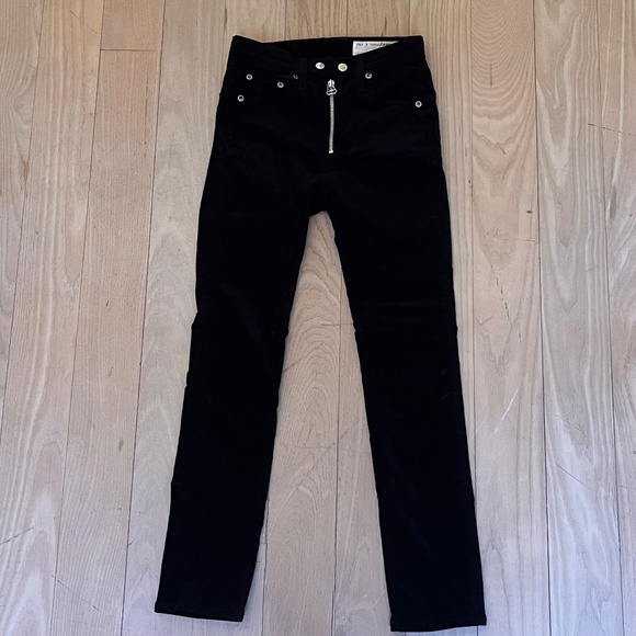 Rag & Bone Dojo High Waist Velvet Ankle Skinny Pants in Black in Size 24 - Picture 5 of 6